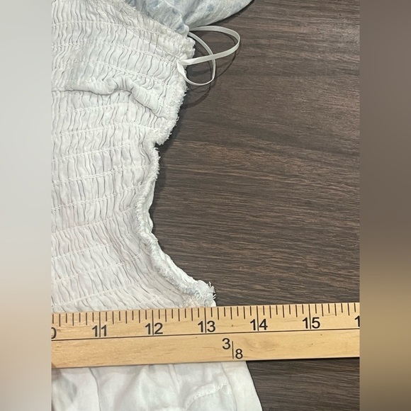 Abercrombie and Fitch Dress Womens XS Blue White Floral Smocked Boho Prairie - Picture 16 of 16